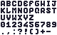 Black pixel font atlas